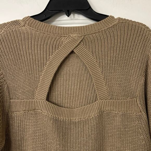 Gentle Fawn Maxine Back Cut Out Crewneck Knit Sweater Heather Taupe New XL - Picture 8 of 15